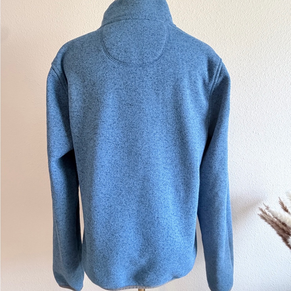 LL Bean Mens Sweater Fleece Pullover Blue Slightly Fitted Snap Neck Small Reg - Picture 4 of 5